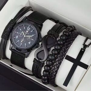 Black Watch and Bracelet Set